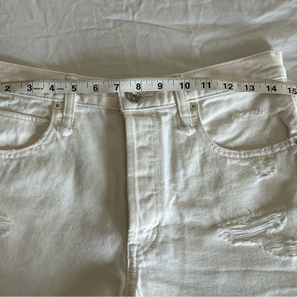 Free People White Bright Distressed Button Fly Raw Hem Denim Shorts Sz 27 NWT - Picture 10 of 13